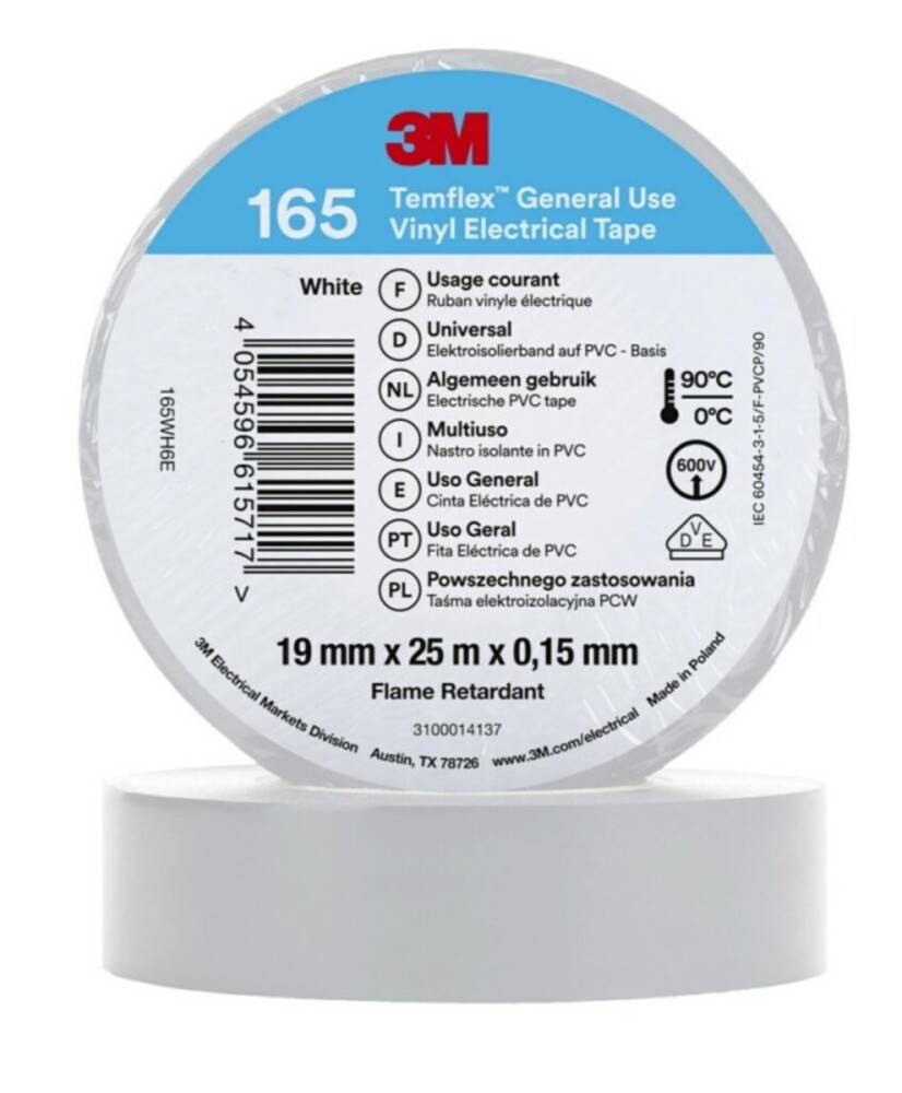 3M Temflex™ 165 165WH6E Isolierband Temflex™ 165 Weiß (L x B) 25 m x 19 mm 1 St.