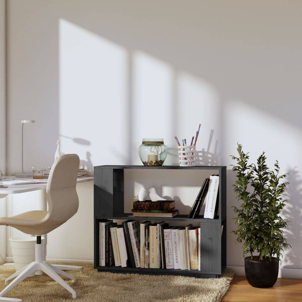 vidaXL Bücherregal/Raumteiler Grau 80x25x70 cm Massivholz Kiefer