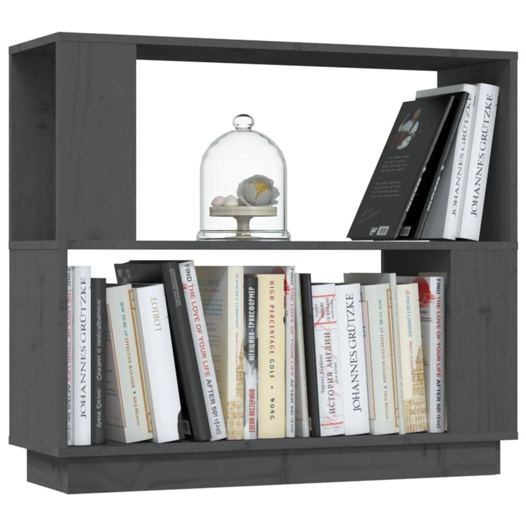 vidaXL Bücherregal/Raumteiler Grau 80x25x70 cm Massivholz Kiefer