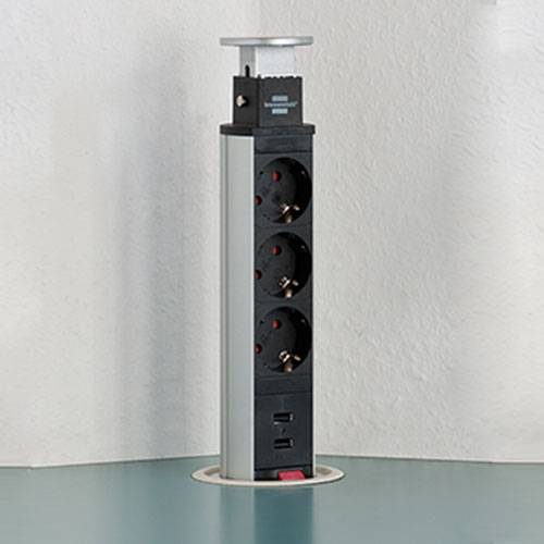 Brennenstuhl 1396200013 Steckdosenturm 3fach Aluminium, Schwarz Schutzkontakt 1 St.