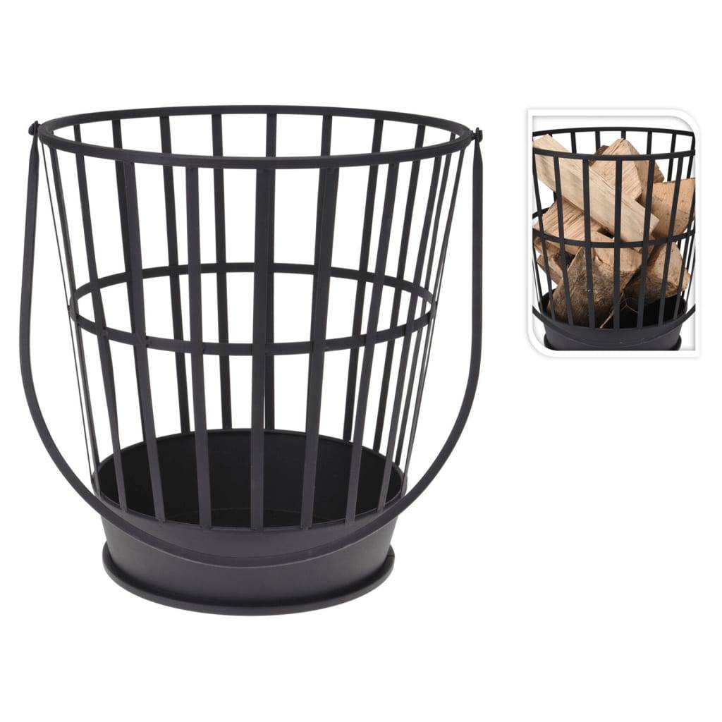 ProGarden Kaminholzkorb mit Griff Metall Schwarz