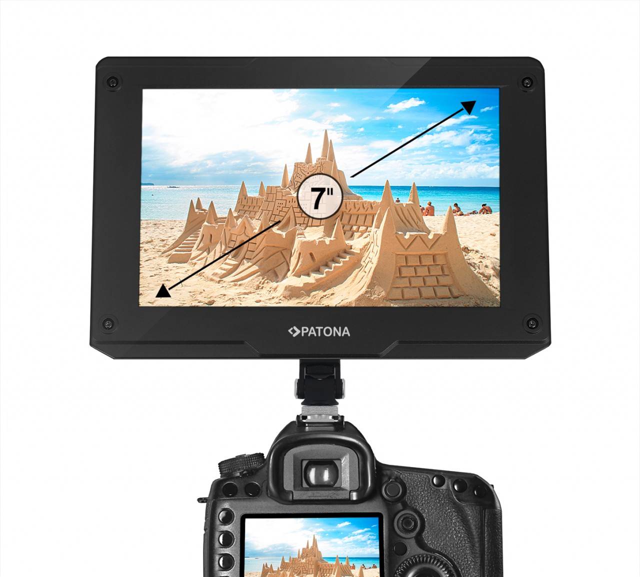 PATONA Premium LCD 3G-SDI Monitor 7 Zoll HDMI 3D-LUT Prüffeld Peaking 1800 cd/m2