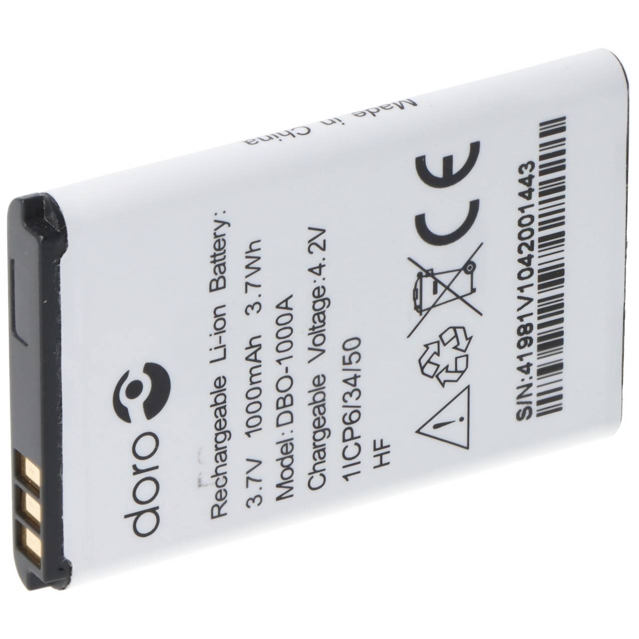 Original Doro Akku passend für Handy Doro 1370, 2404, DBO-1000A, 1ICP6/34/50, 3,7V, 1000mAh