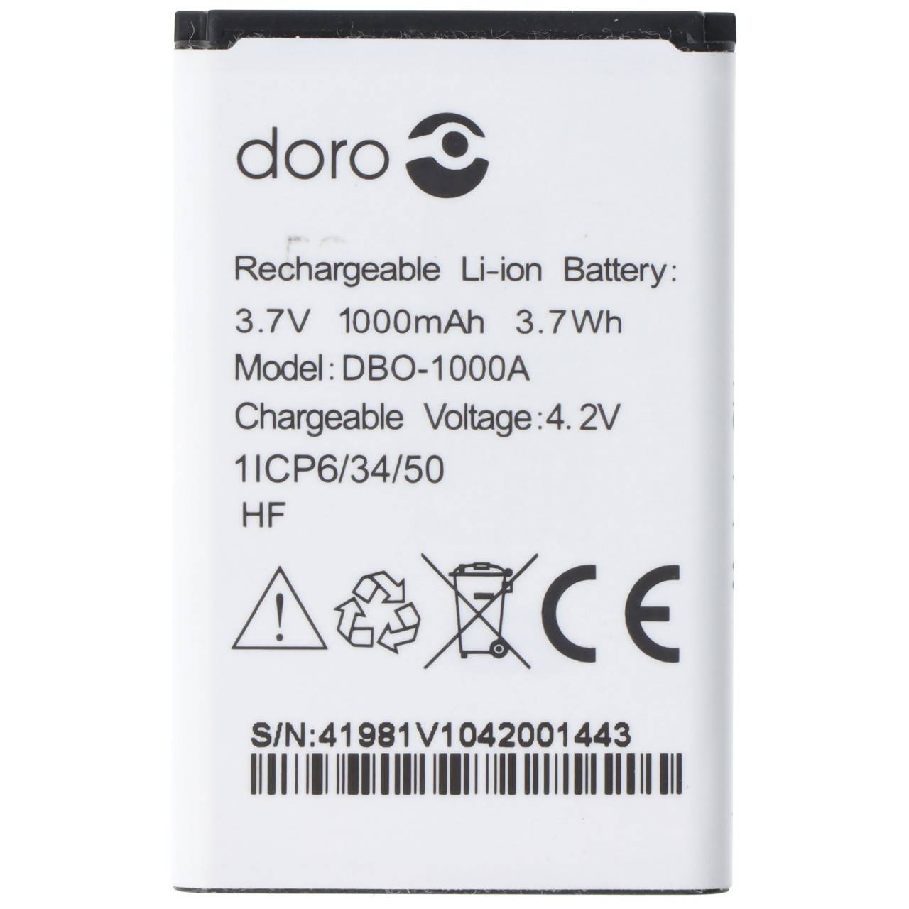 Original Doro Akku passend für Handy Doro 1370, 2404, DBO-1000A, 1ICP6/34/50, 3,7V, 1000mAh
