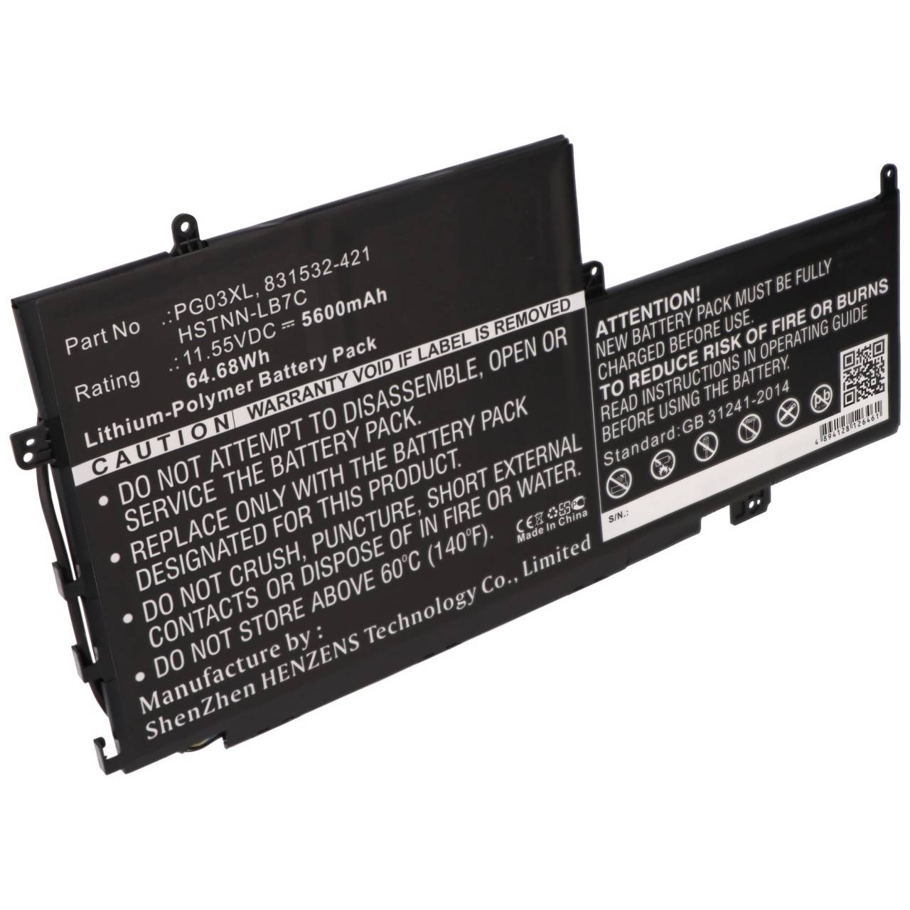 Akku passend für HP Spectre X360, HSTNN-LB7C, PG03XL, 11,55V, 5600mAh