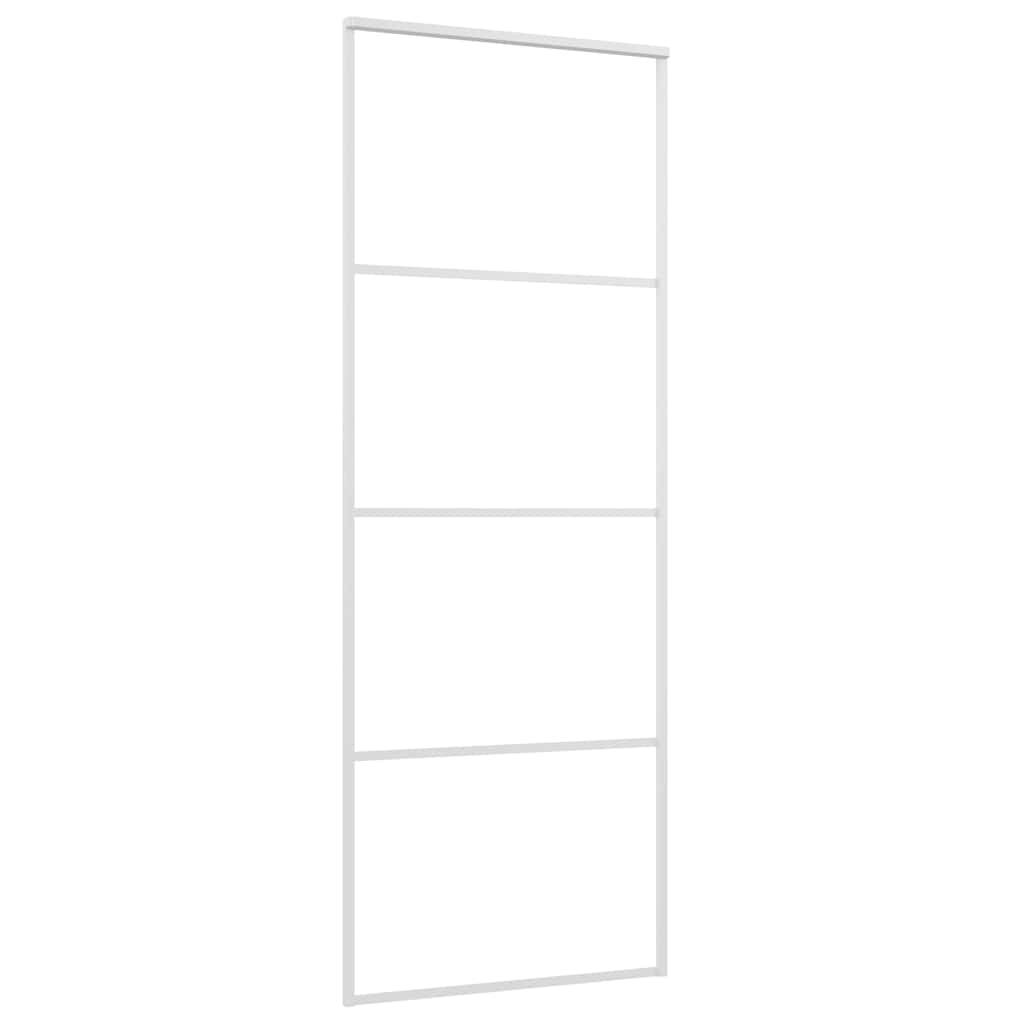 vidaXL Schiebetür ESG-Glas und Aluminium 76x205 cm Weiß