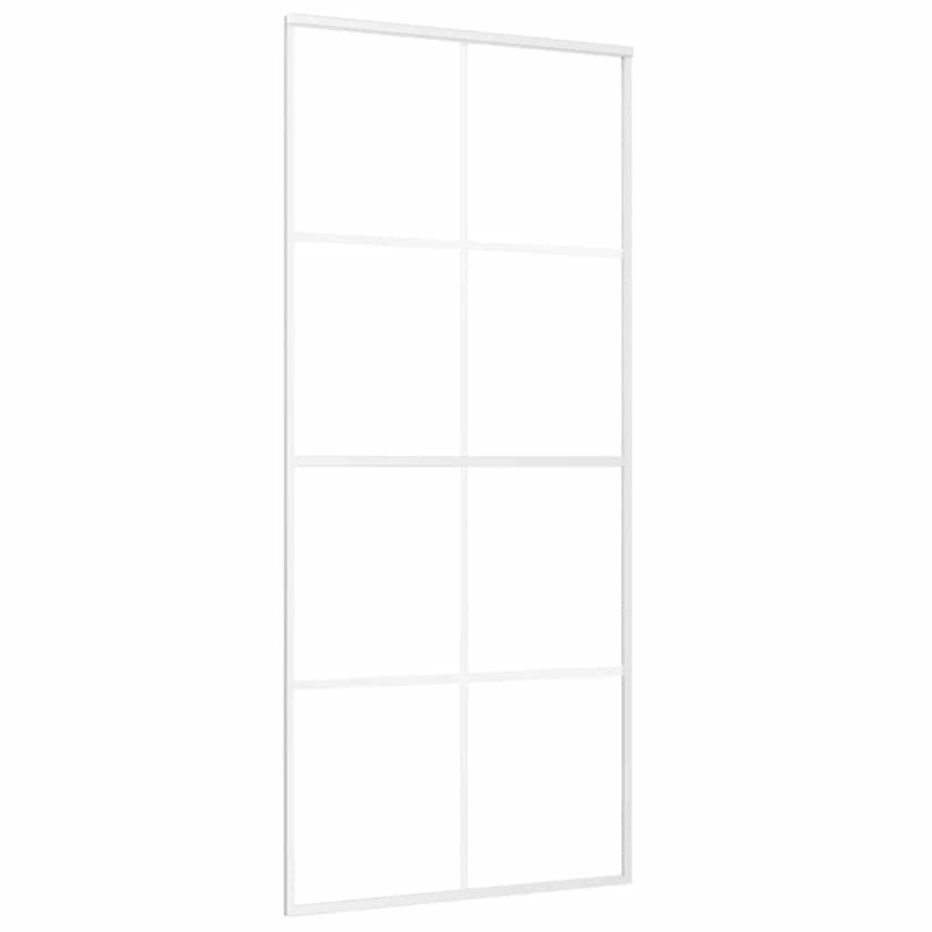 vidaXL Schiebetür ESG-Glas und Aluminium 90x205 cm Weiß