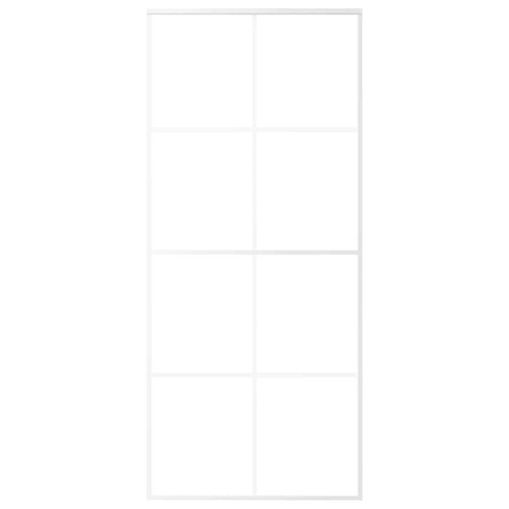 vidaXL Schiebetür ESG-Glas und Aluminium 90x205 cm Weiß