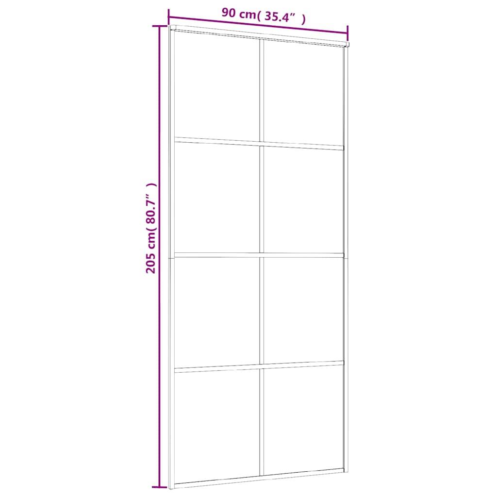 vidaXL Schiebetür ESG-Glas und Aluminium 90x205 cm Weiß