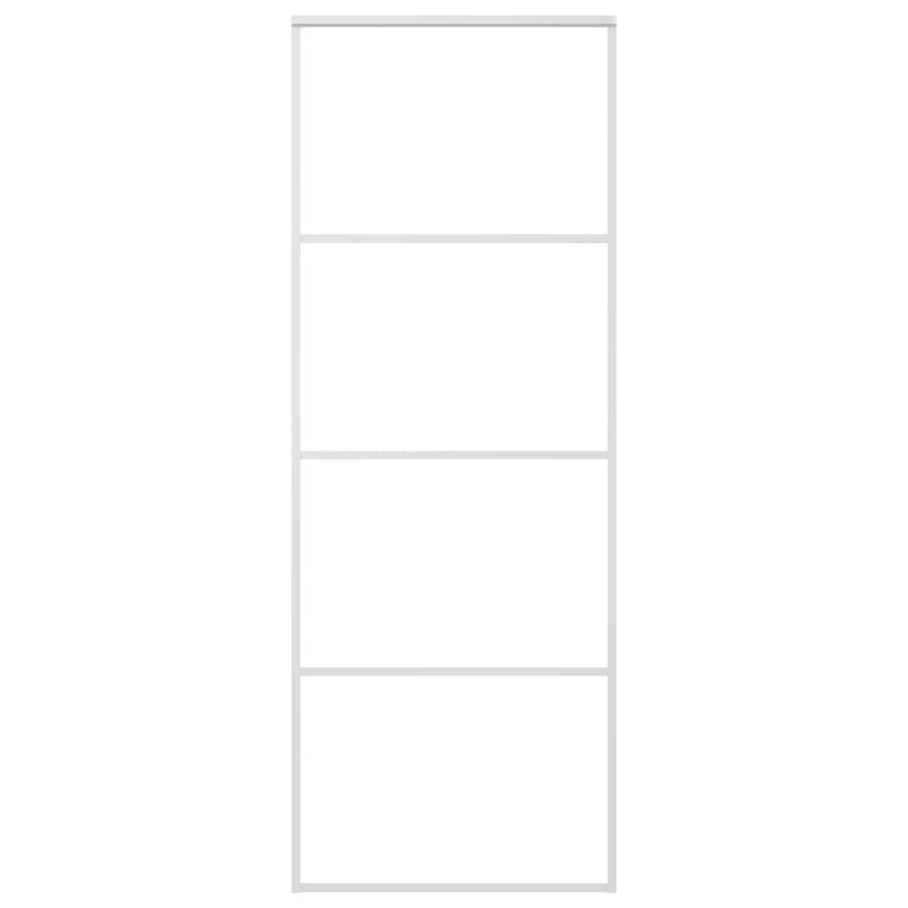 vidaXL Schiebetür ESG-Mattglas und Aluminium 76x205 cm Weiß