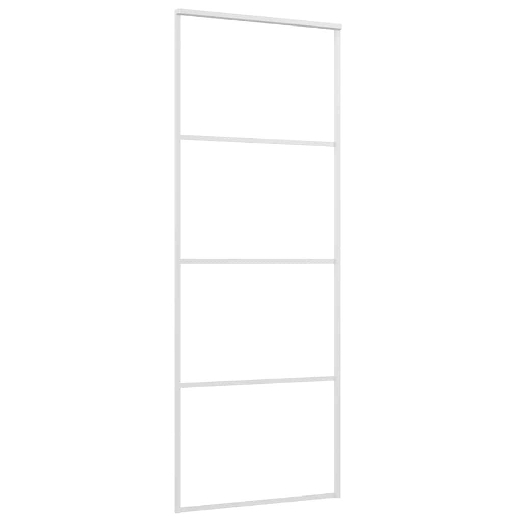 vidaXL Schiebetür ESG-Mattglas und Aluminium 76x205 cm Weiß