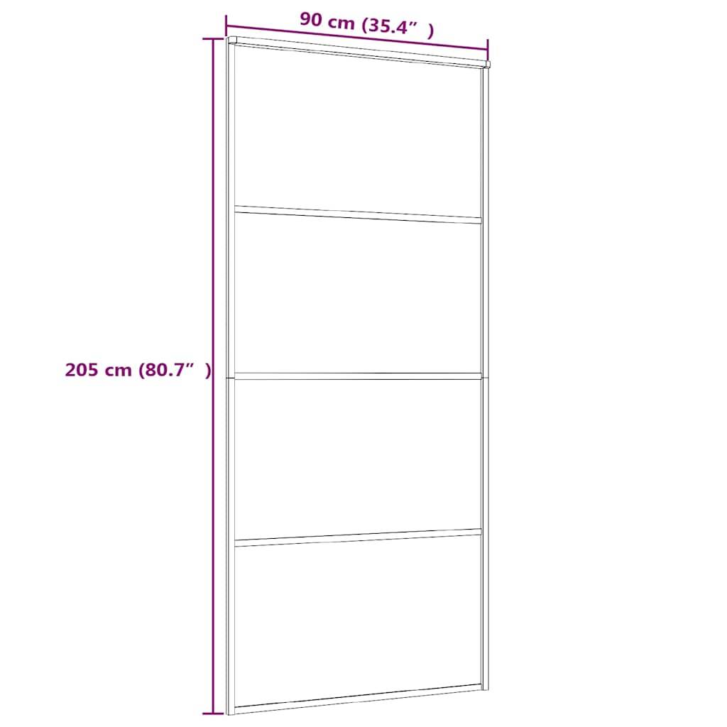 vidaXL Schiebetür ESG-Glas und Aluminium mattiert 90x205 cm Schwarz