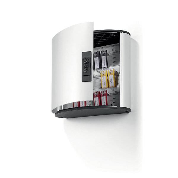 Design-Schlüsselkasten, mit Zahlenkombinationsschloss, HxBxT 280 x 300 x 118 mm, 18 Haken., DURABLE, 969780 49