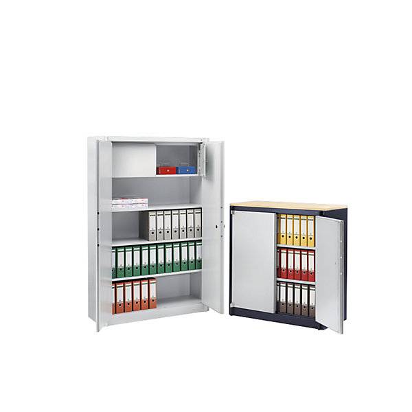 Feuergeschützter Stahlschrank gemäß DIN 4102 HxBxT 1226 x 650 x 500 mm lichtgrau. C+P 882097 49