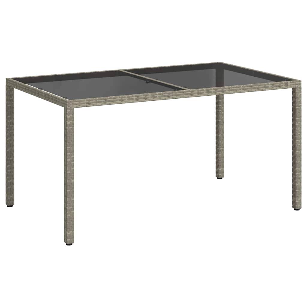 vidaXL Gartentisch 150x90x75 cm Hartglas und Poly Rattan Grau