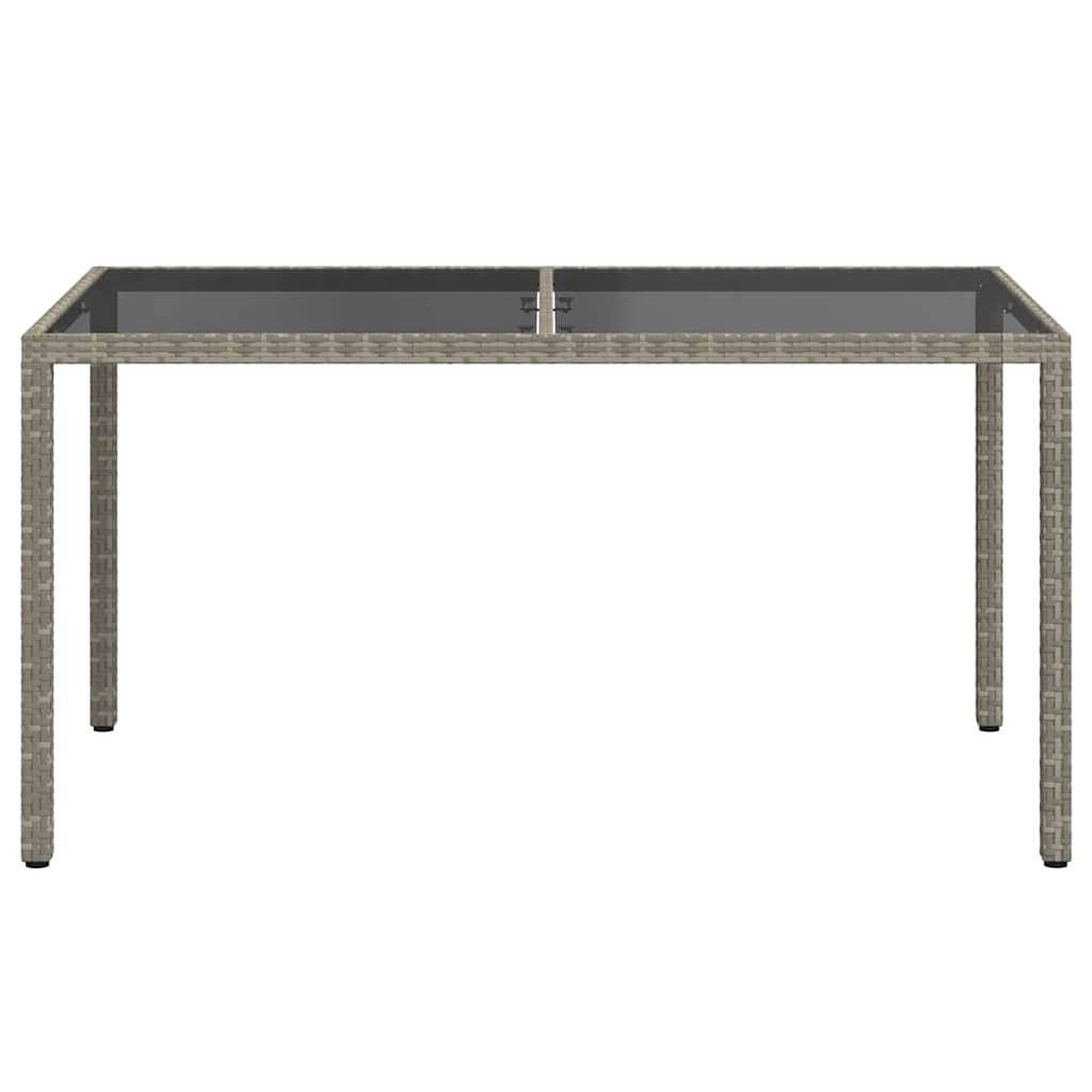vidaXL Gartentisch 150x90x75 cm Hartglas und Poly Rattan Grau
