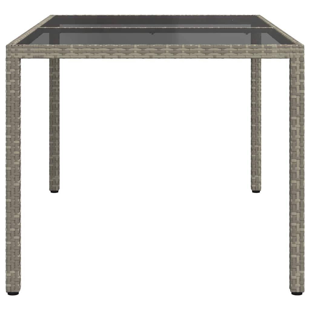 vidaXL Gartentisch 150x90x75 cm Hartglas und Poly Rattan Grau