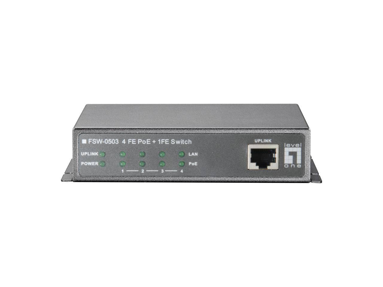 LevelOne FSW-0503 - Switch - 4 x 10/100 (PoE) + 1 x 10/100 - Desktop - PoE