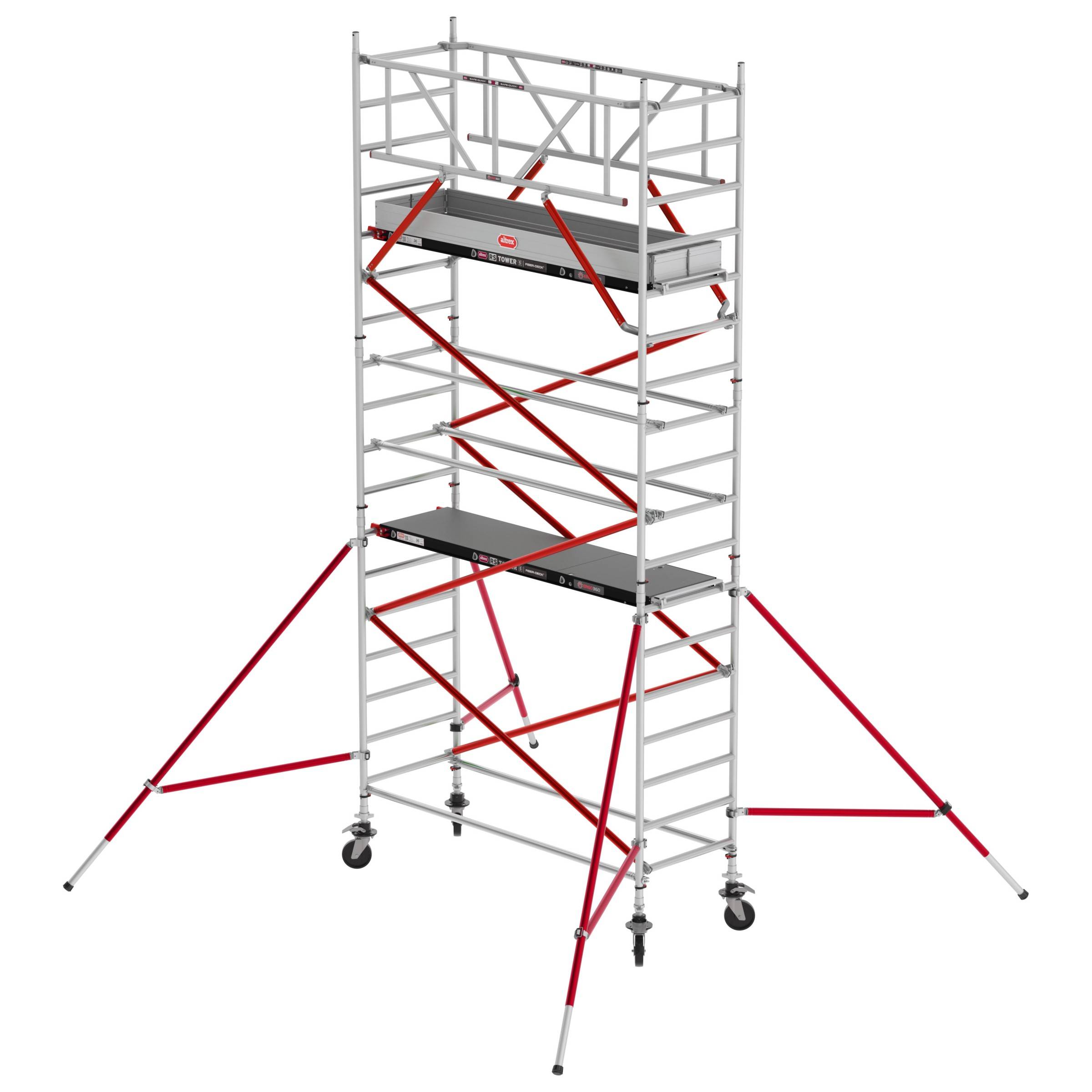 Altrex Fahrgerüst RS Tower 51 Plus Aluminium 0,90m breiter Rahmen mit Holz-Plattform 6,20m AH 0,90x