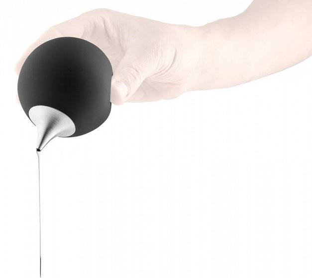 Seifenspender 8 cm Silikon/RVS schwarz/silber