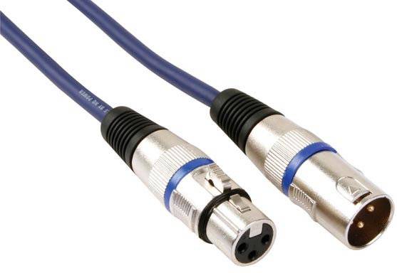 Audiokabel DMX XLR 3-polig 1 Meter Gummi blau/silbern
