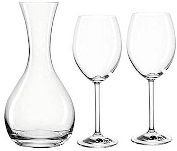 Karaffe mit Weingläsern Pure 1 Liter transparent 3-teilig