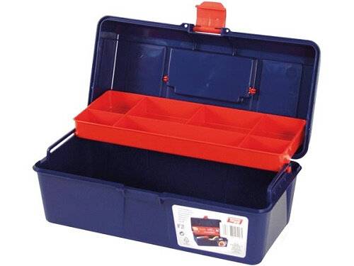Werkzeugkasten 31 cm Polypropylen blau/rot 2-teilig