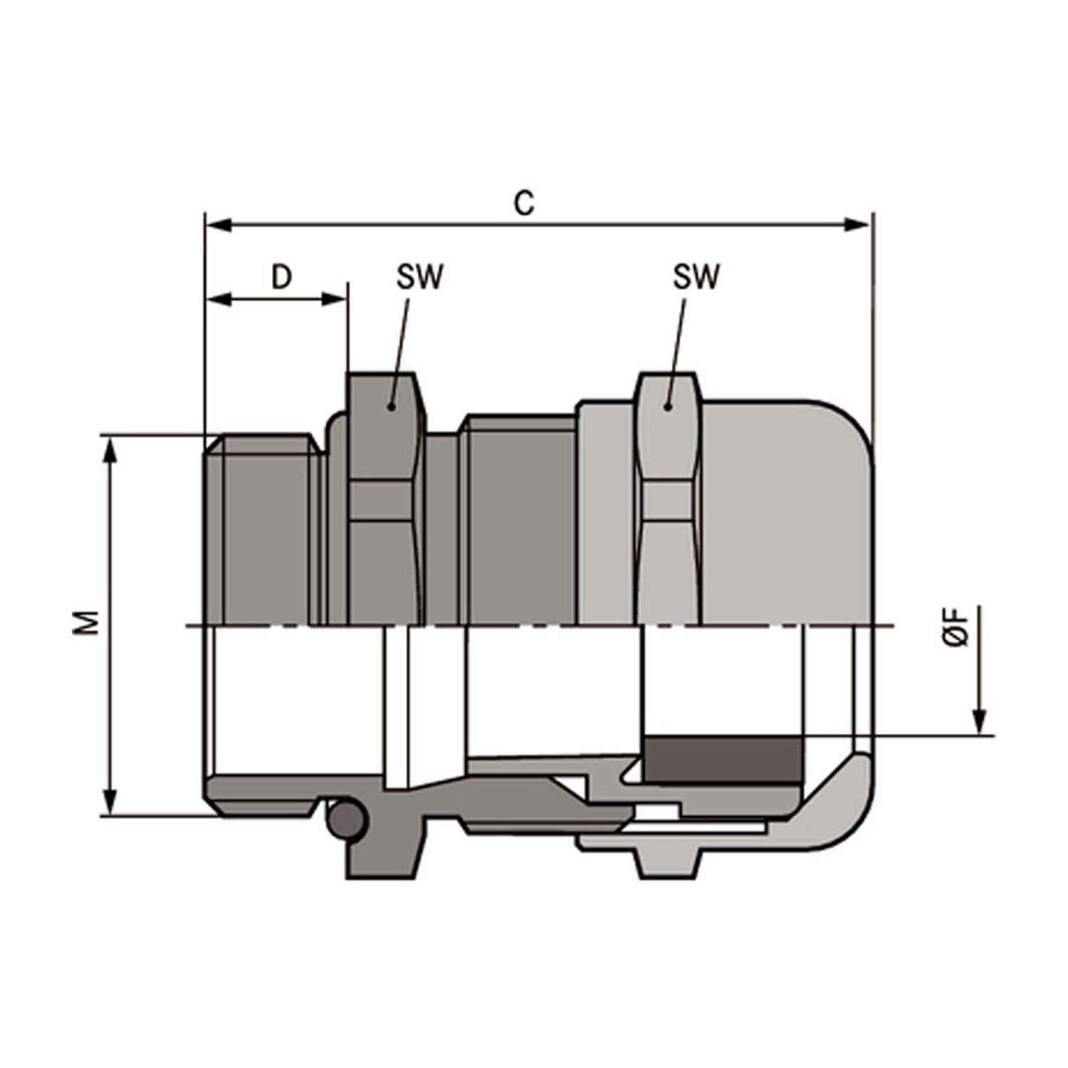 53112676 LAPP-SKINTOP Verschraubung EMV-BRUSH M25x1,5 mit EMV-Bürste Messing (CuZn) vernickelt