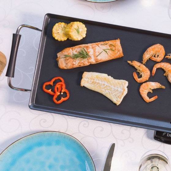 Grillplatte elektrisch XL 1800W 70,5 cm Stahl schwarz