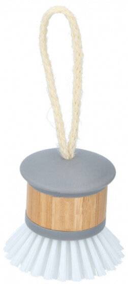 Spülbürste 6 x 7,8 cm PP/Bambus grau/natur