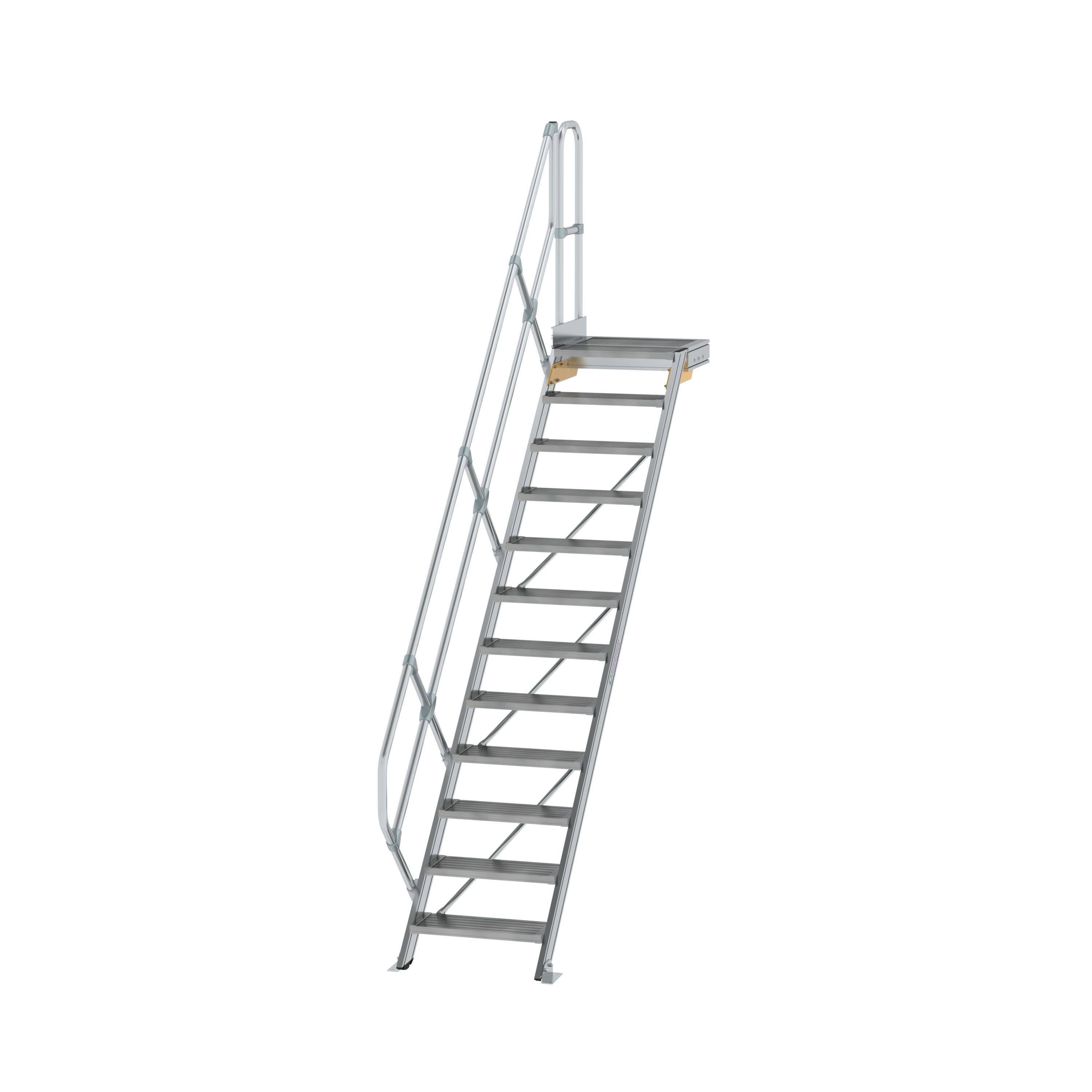 Aluminium-Treppe mit Plattform 45° 12Stufen<br>300432