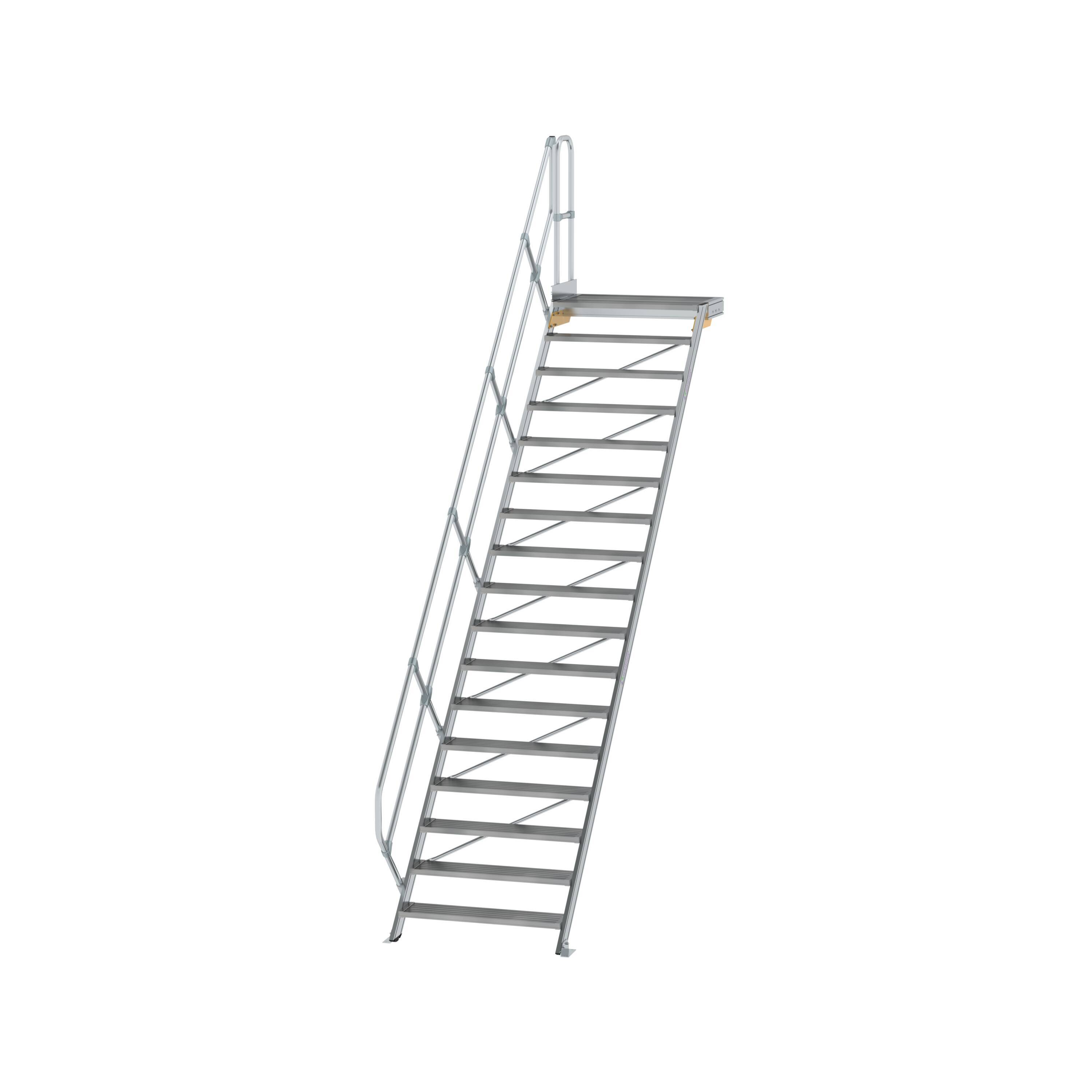 Aluminium-Treppe mit Plattform 45° 17Stufen<br>300477