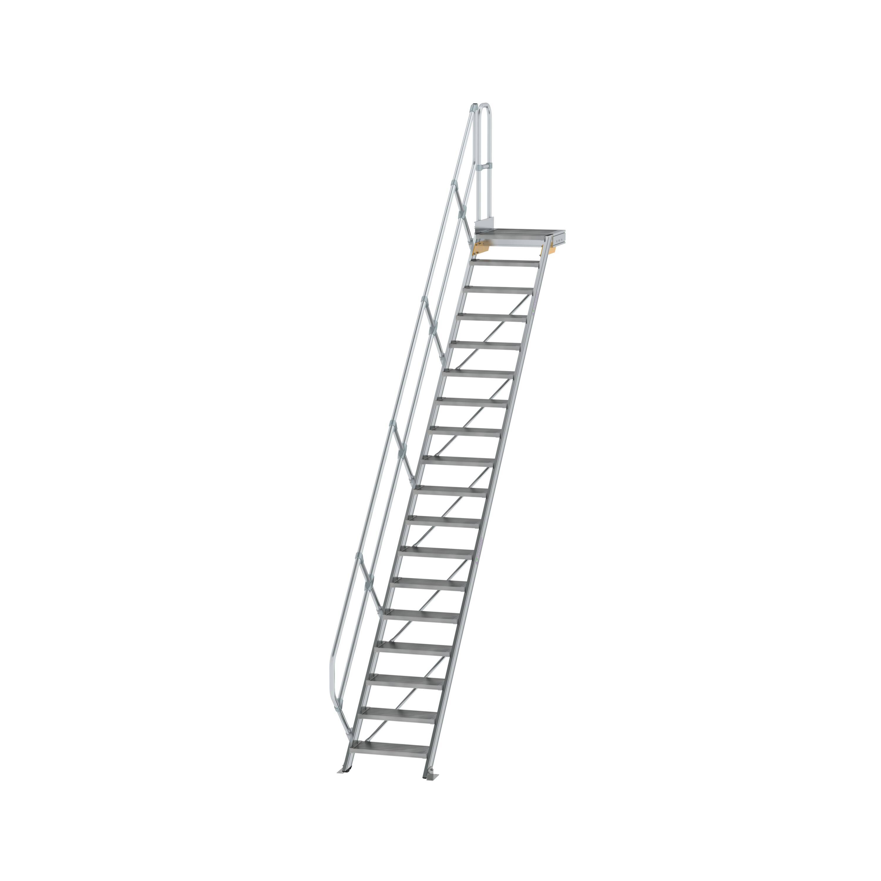 Aluminium-Treppe mit Plattform 45° 17Stufen<br>300437