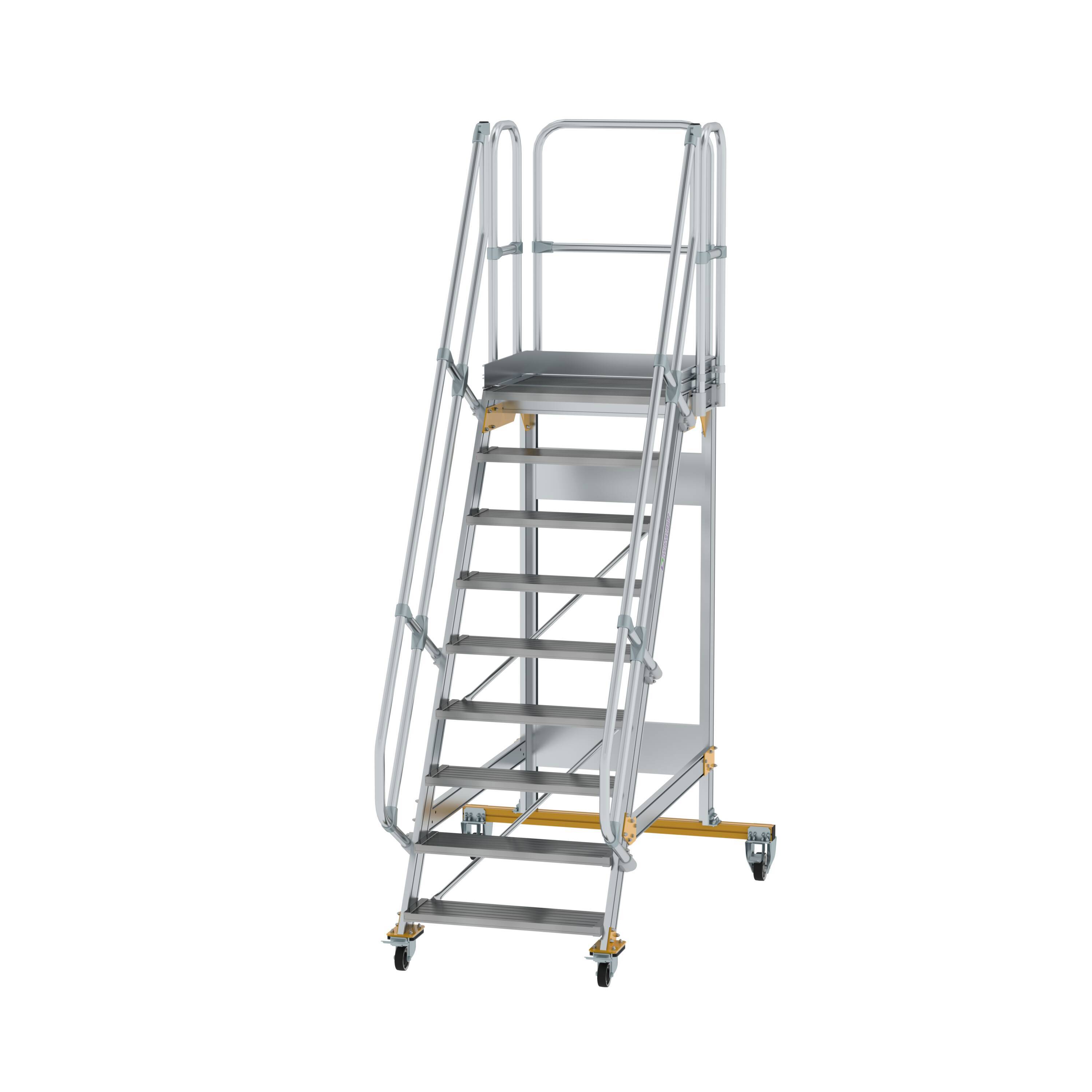 Aluminium-Plattformtreppe fahrbar 60° 9 Stufen<br>300729