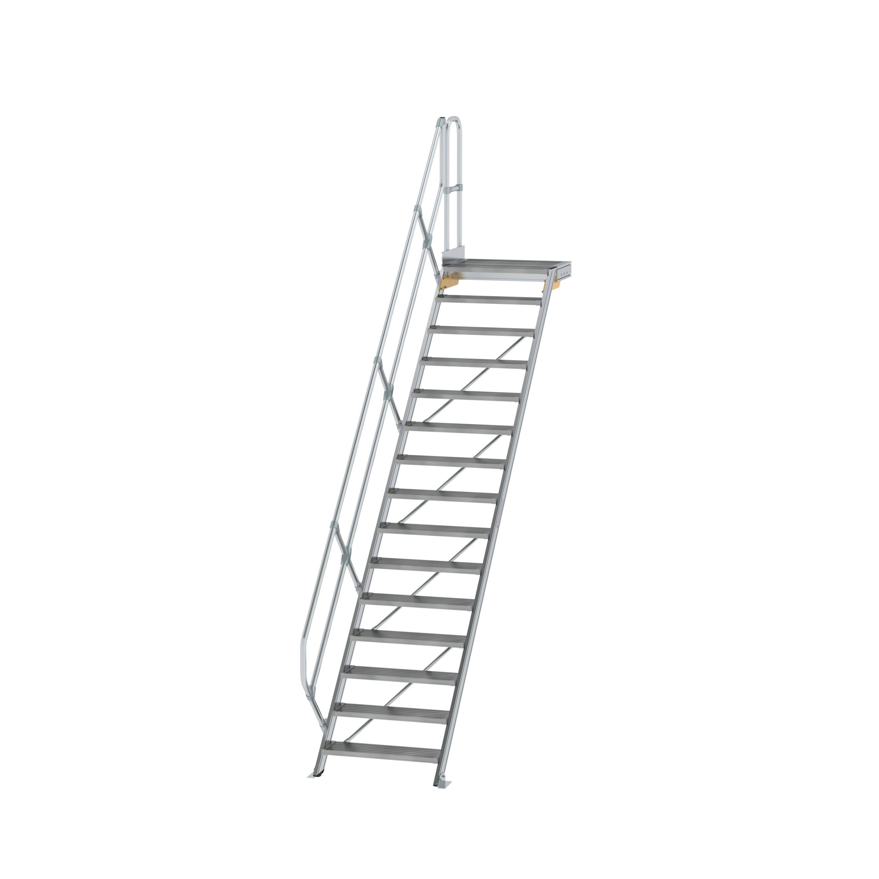 Aluminium-Treppe mit Plattform 45° 15Stufen<br>300455