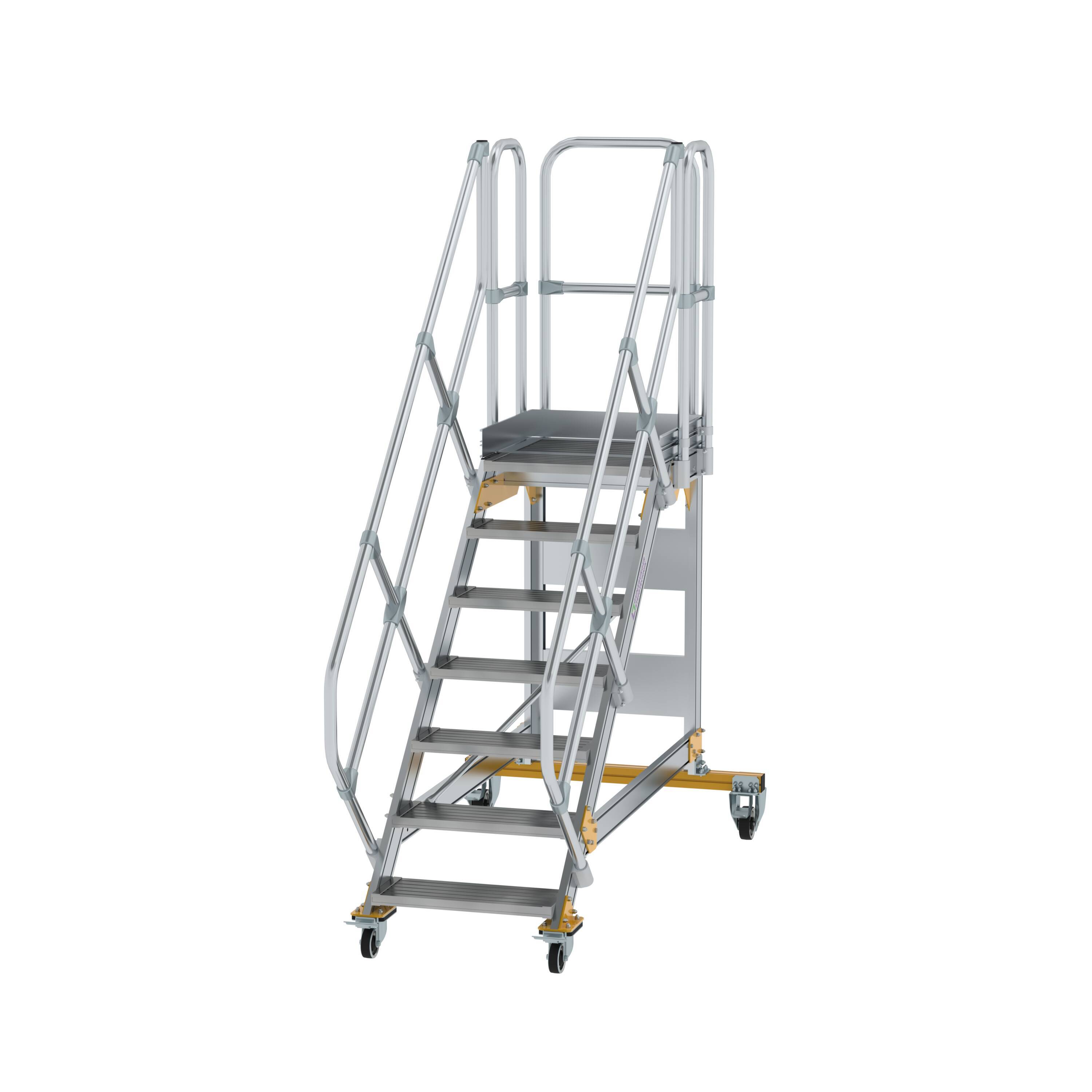 Aluminium-Plattformtreppe fahrbar 45° 7 Stufen<br>300767