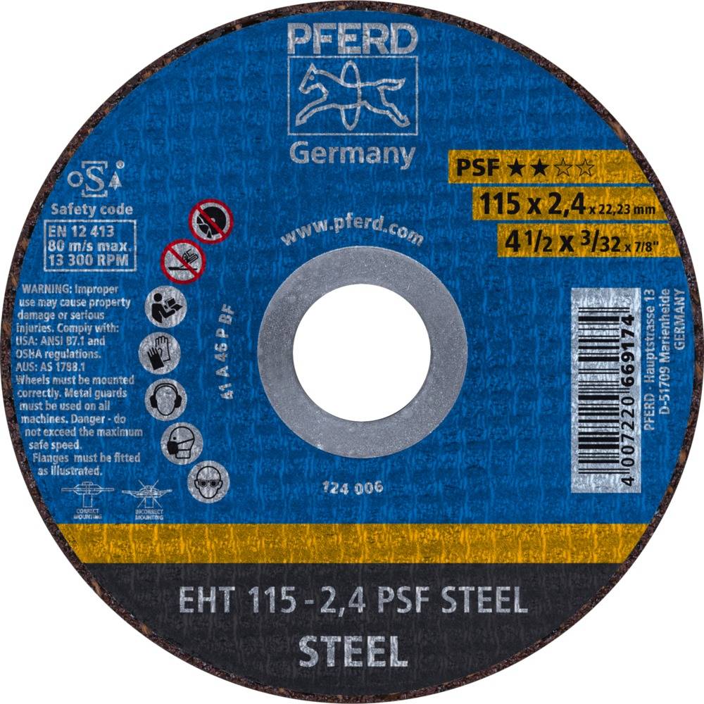 Pferd Trennscheibe EHT 115x2,4x22,23 mm gerade Universallinie PSF STEEL für