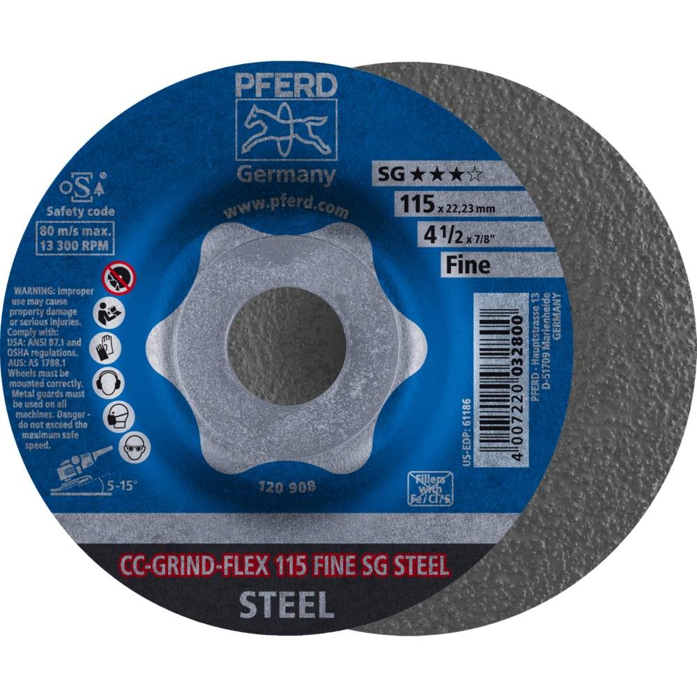 PFERD CC-GRIND-Schleifscheibe CC-GRIND-FLEX 115 SG STEEL FINE