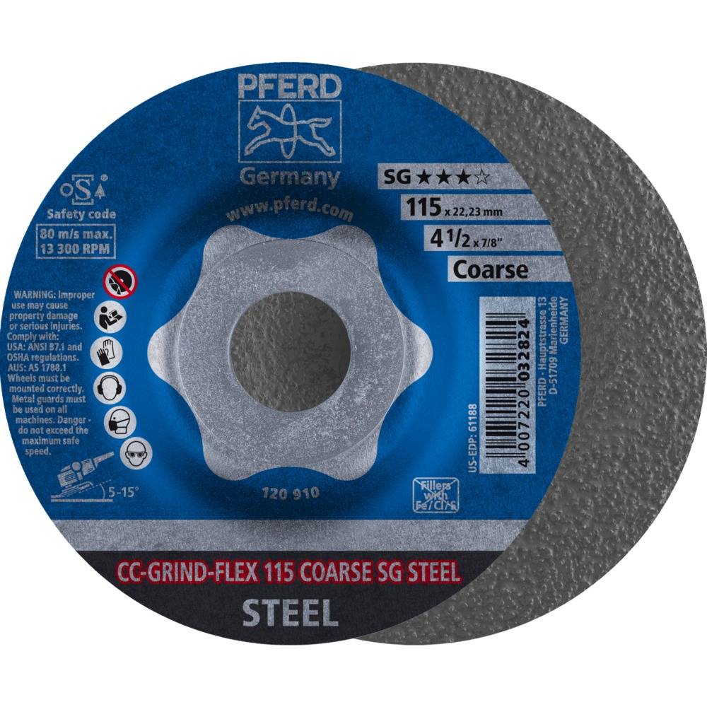 PFERD CC-GRIND-Schleifscheibe CC-GRIND-FLEX 115 SG STEEL COARSE