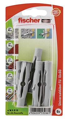 FISCHER - Universaldübel FU 10x60 K grau 6 Stueck