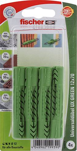 fischer Universaldübel UX GREEN 12x70 K gruen 4 StueckSt?ck Karte 4 St?ck