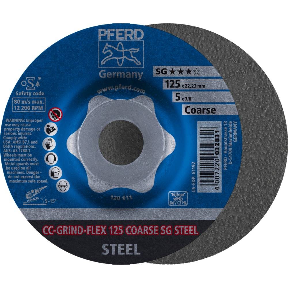 PFERD CC-GRIND-Schleifscheibe CC-GRIND-FLEX 125 SG STEEL COARSE