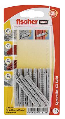fischer Spreizdübel SX 6x50 K DE hellgrau 10 StueckDübel - 50 mm - 6 mm