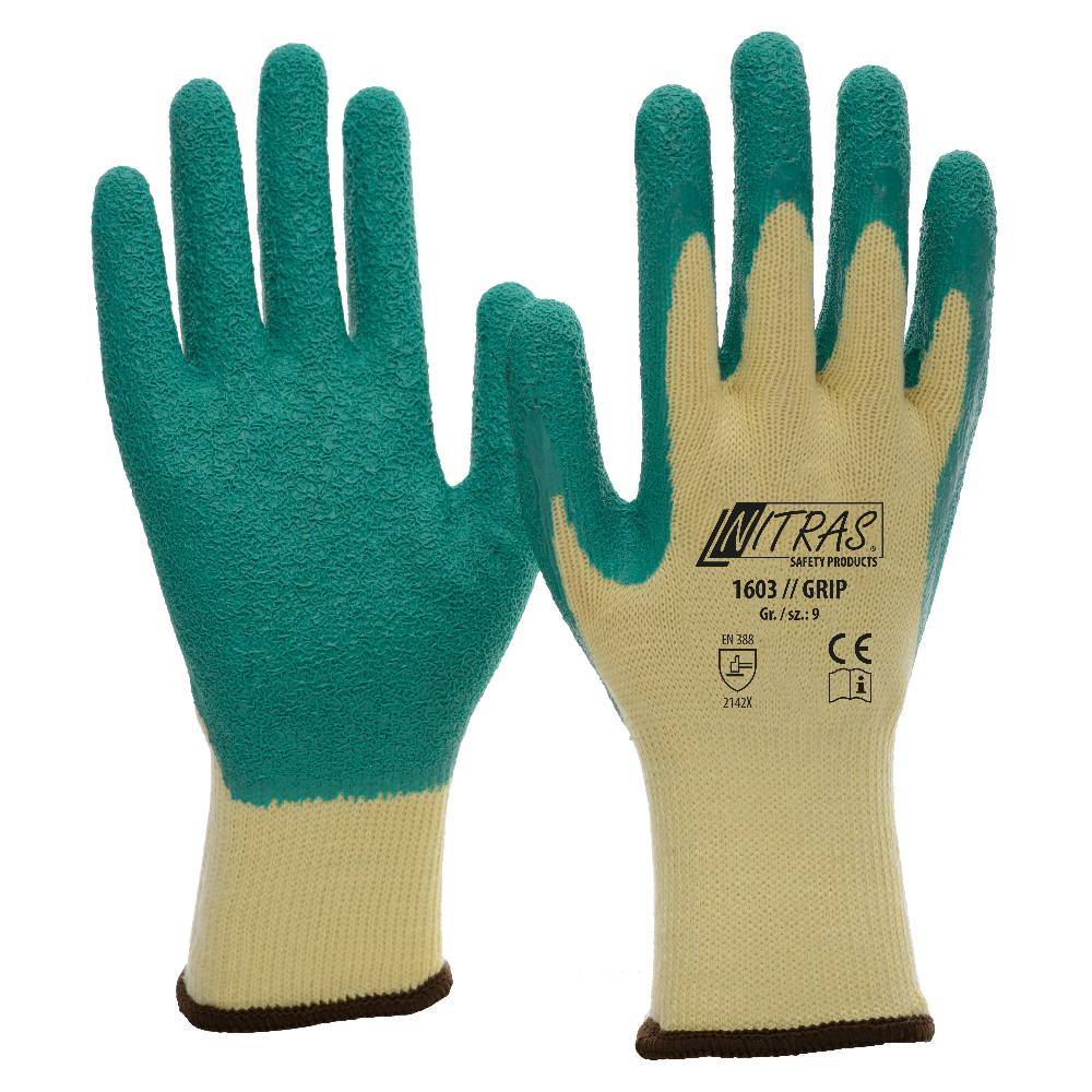 GRIP,Latexhandschuhe,Polyester,gelb,Latex-Beschichtung 1...