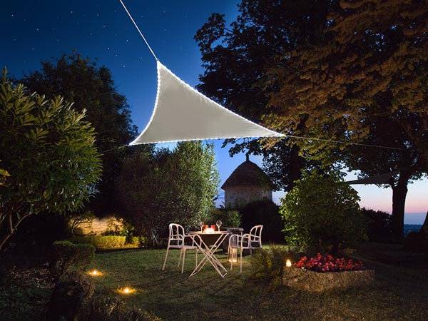 Schattentuch Solar Bordüren-LEDs 3,6 Meter Polyester taupe
