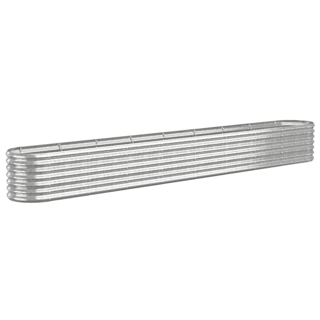 vidaXL Hochbeet Pulverbeschichteter Stahl 332x40x36 cm Silbern