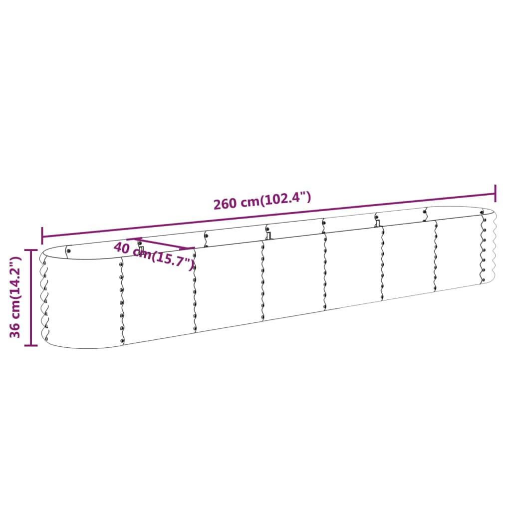 vidaXL Hochbeet Pulverbeschichteter Stahl 260x40x36 cm Braun
