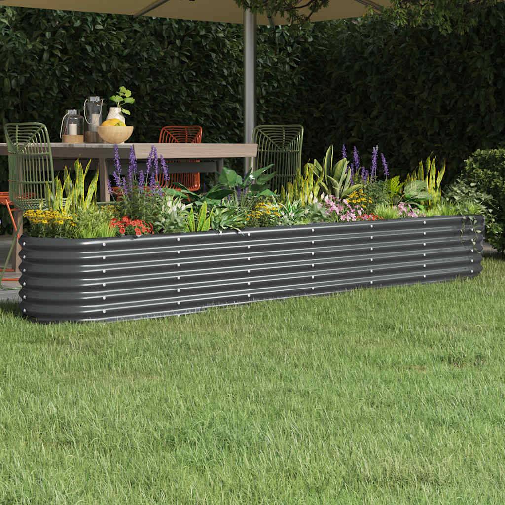 vidaXL Hochbeet Pulverbeschichteter Stahl 260x40x36 cm Anthrazit
