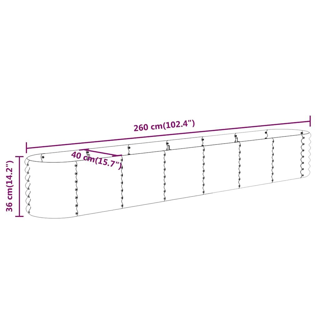 vidaXL Hochbeet Pulverbeschichteter Stahl 260x40x36 cm Anthrazit