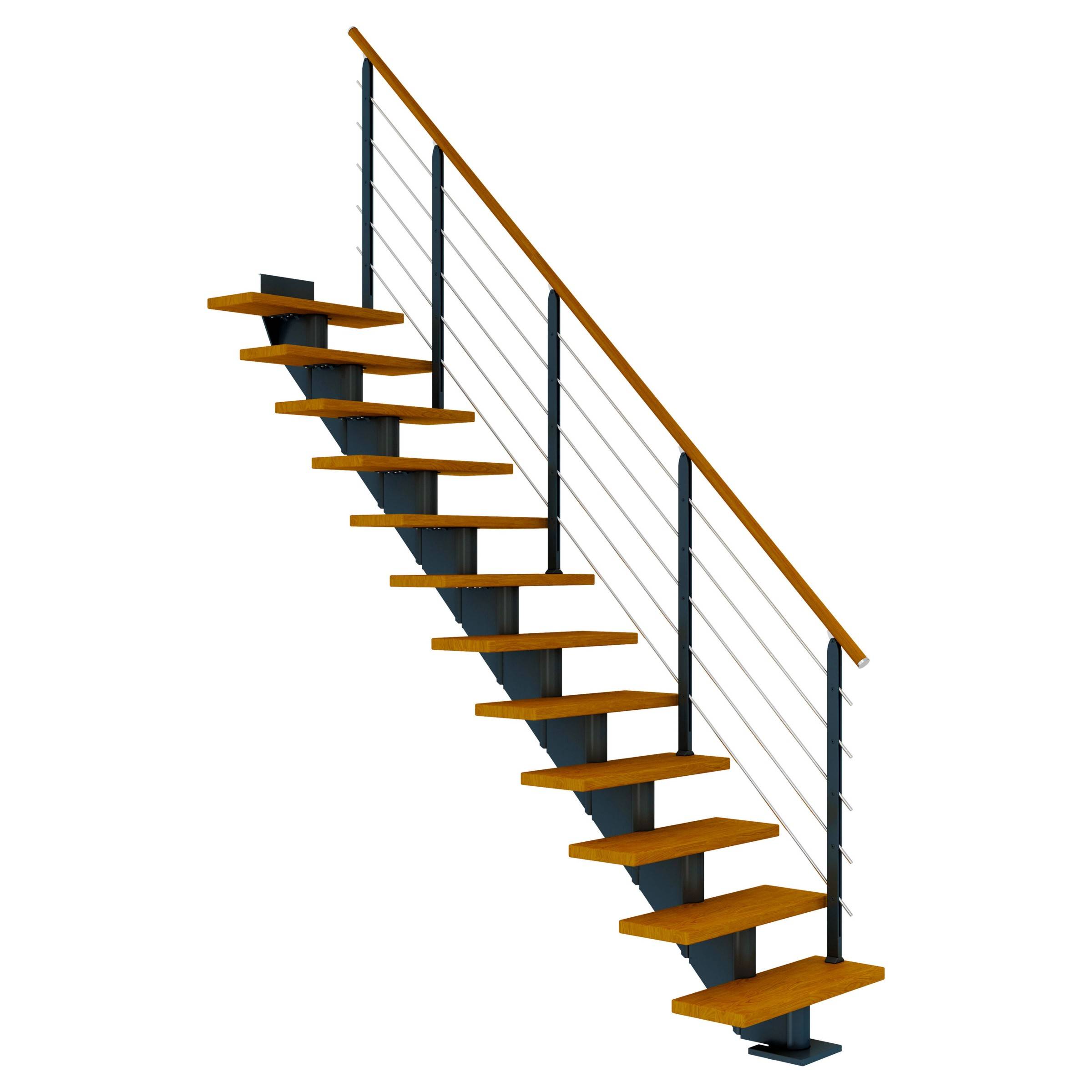 Dolle Mittelholmtreppe Hamburg Gerade Eiche, geölt 85 cm breit für Geschosshöhen 240 – 279 cm U